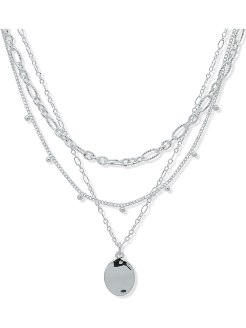 Layered Wavy Texture Necklace - Multi Row Fashion Jewelry with Adjustable